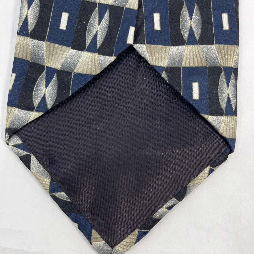 Don Loper Beverly Hills Mens Tie 4 in W x L 62in Silk Black Silver White